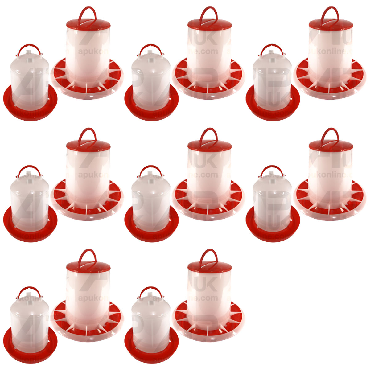 8x Drinker Feeder Set 3L &amp; 6kg for Poultry Bird Chicken Hen Quail Game Plastic