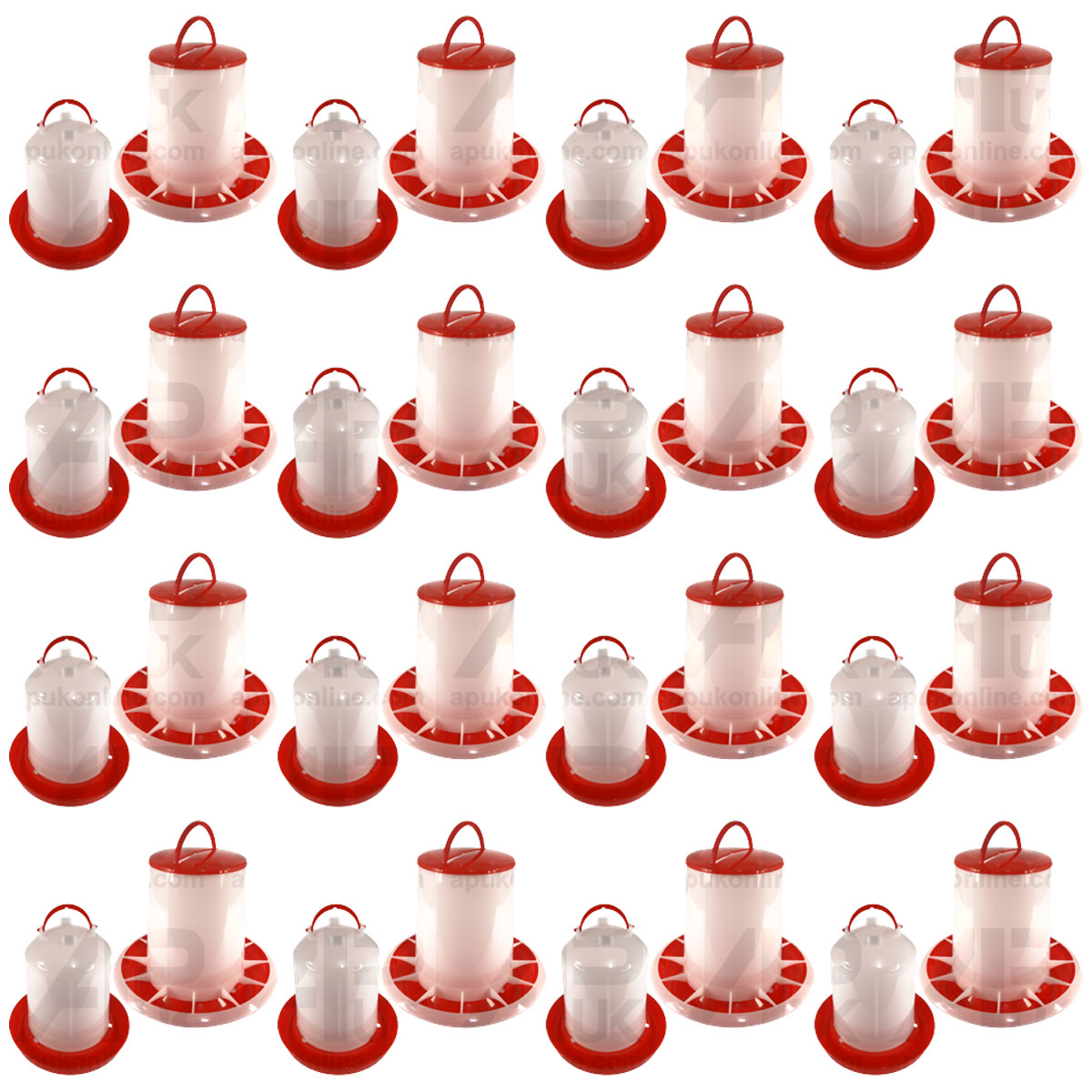 16x Water Drinker Seed Grain Feeder Set 3L Litre 6kg for Poultry Fowl Pigeon Owl