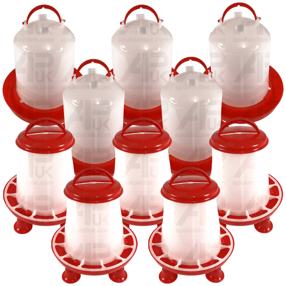 5x 1.5kg Seed Feeder w/ Legs 3L Water Drinker for Poultry Bird Chicken Hen Duck