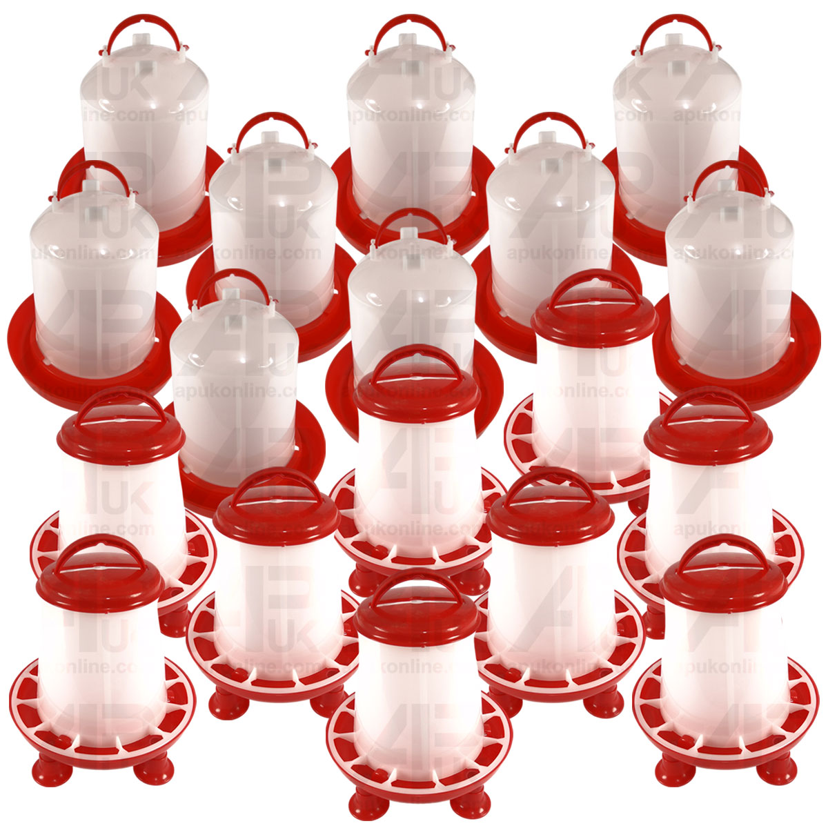 16x Water Drinker &amp; Seed Grain Legged Feeder Set 3L &amp; 1.5kg for Fowl Pigeon Owl