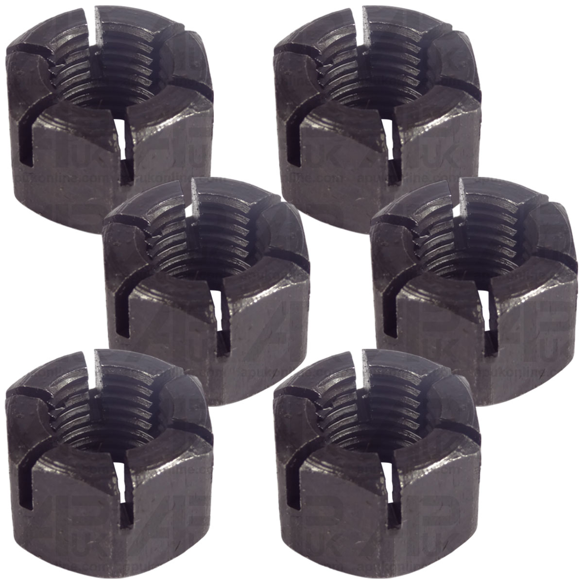 6x Castle Conrod Nut 7/16&quot; for Ford 8000 8530 8600 9000 9200 9600 9700 Tractor