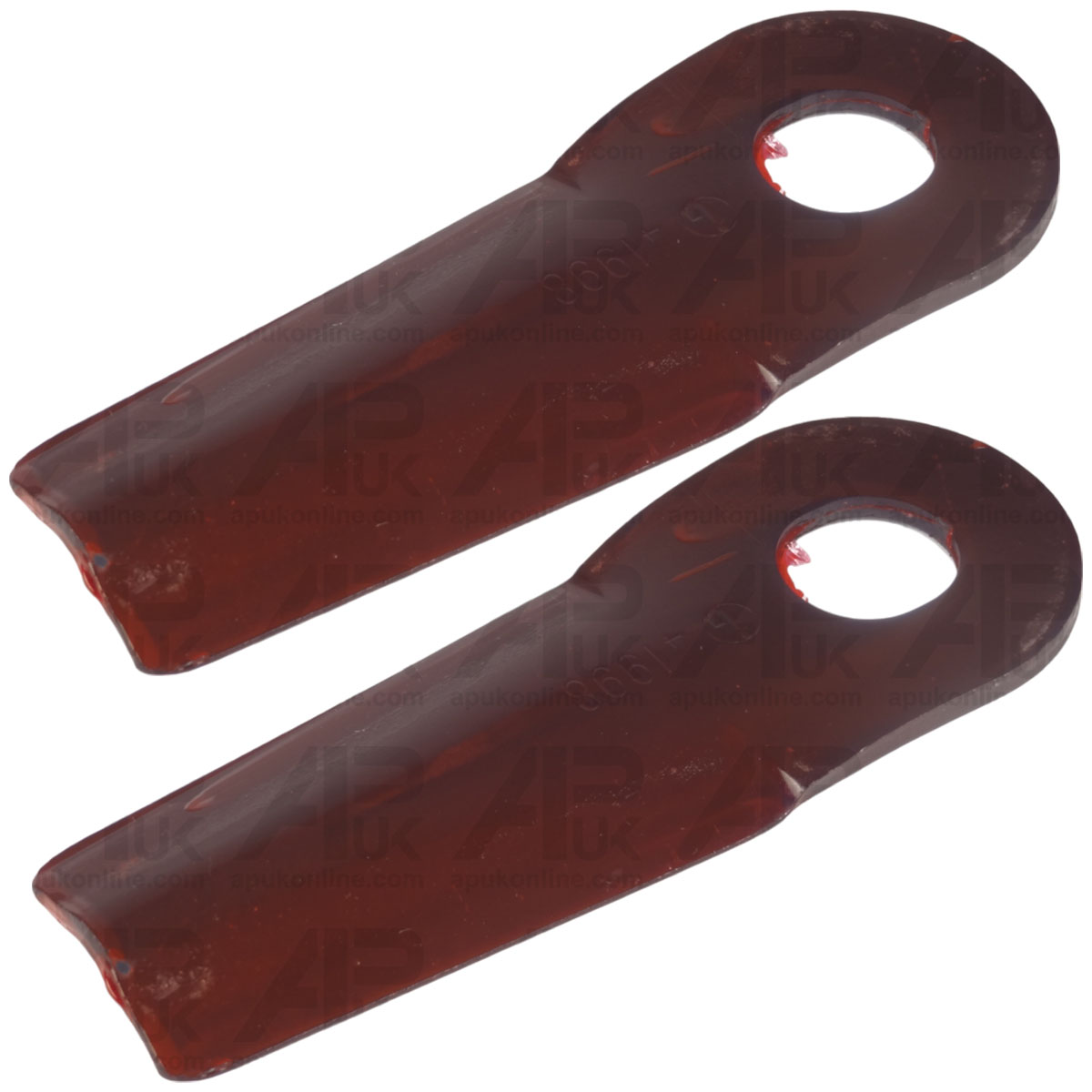 2x Tapered Edge Blade LH RH 132mm x 50mm x 4mm 13800013 for JF Stoll Disc Mower