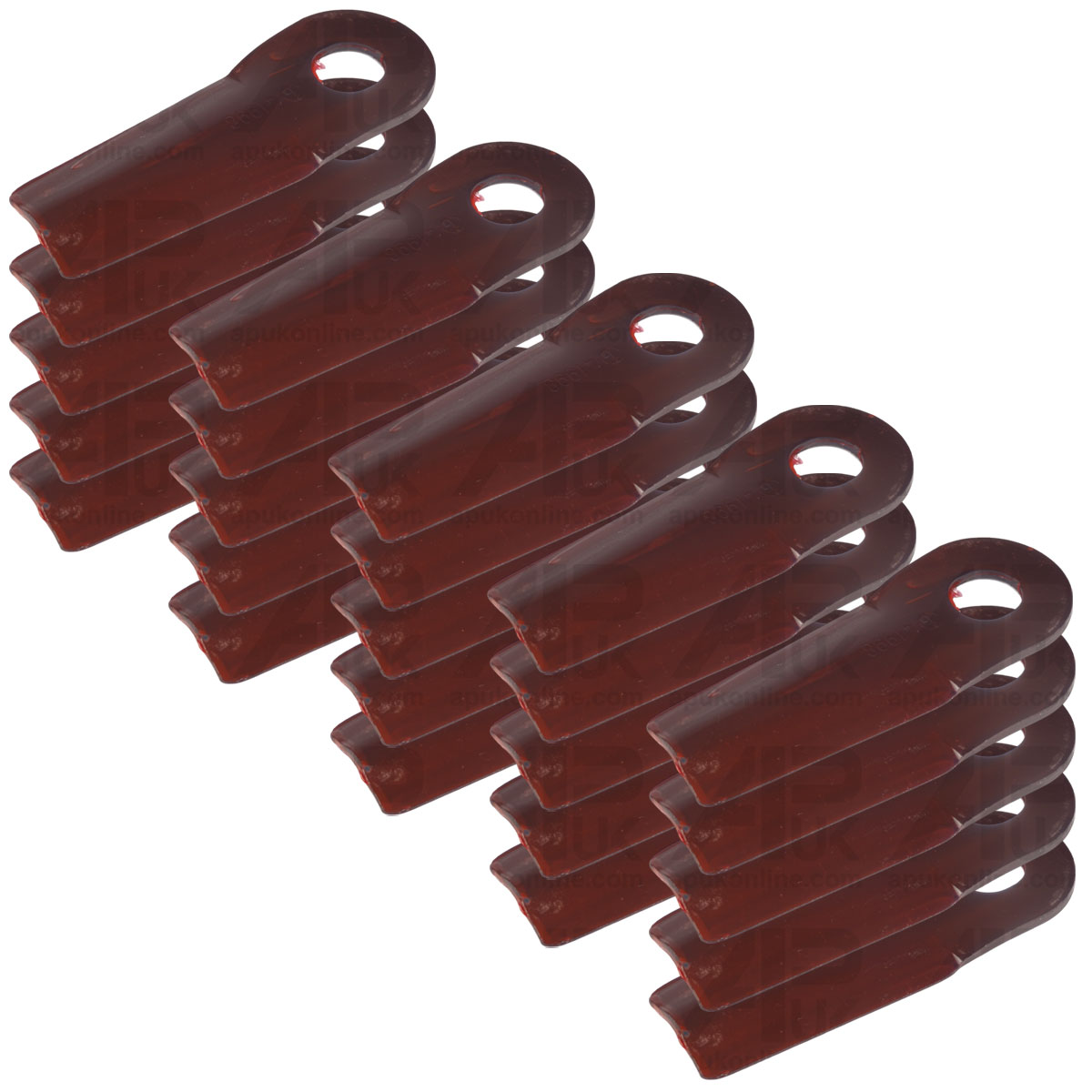 25x Tapered Edge Blade LH RH 132mm x 50mm x 4mm 13800013 for JF Stoll Disc Mower