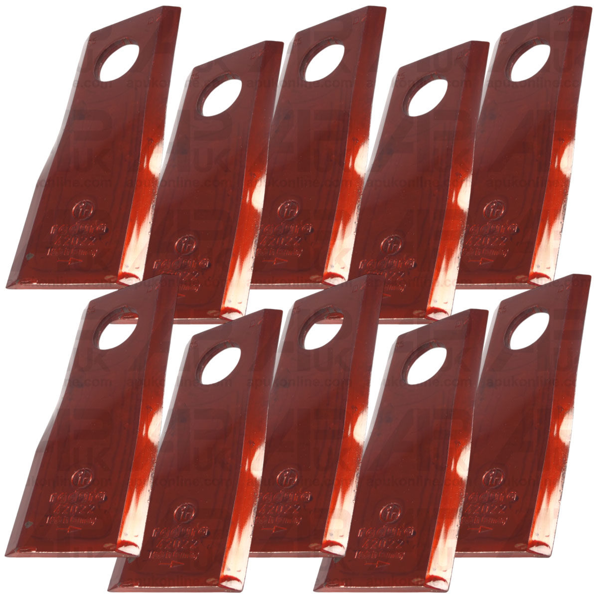 10x Twisted Blade LH 107 x 45 x 4mm for John Deere Disc Mower Cutting Implement