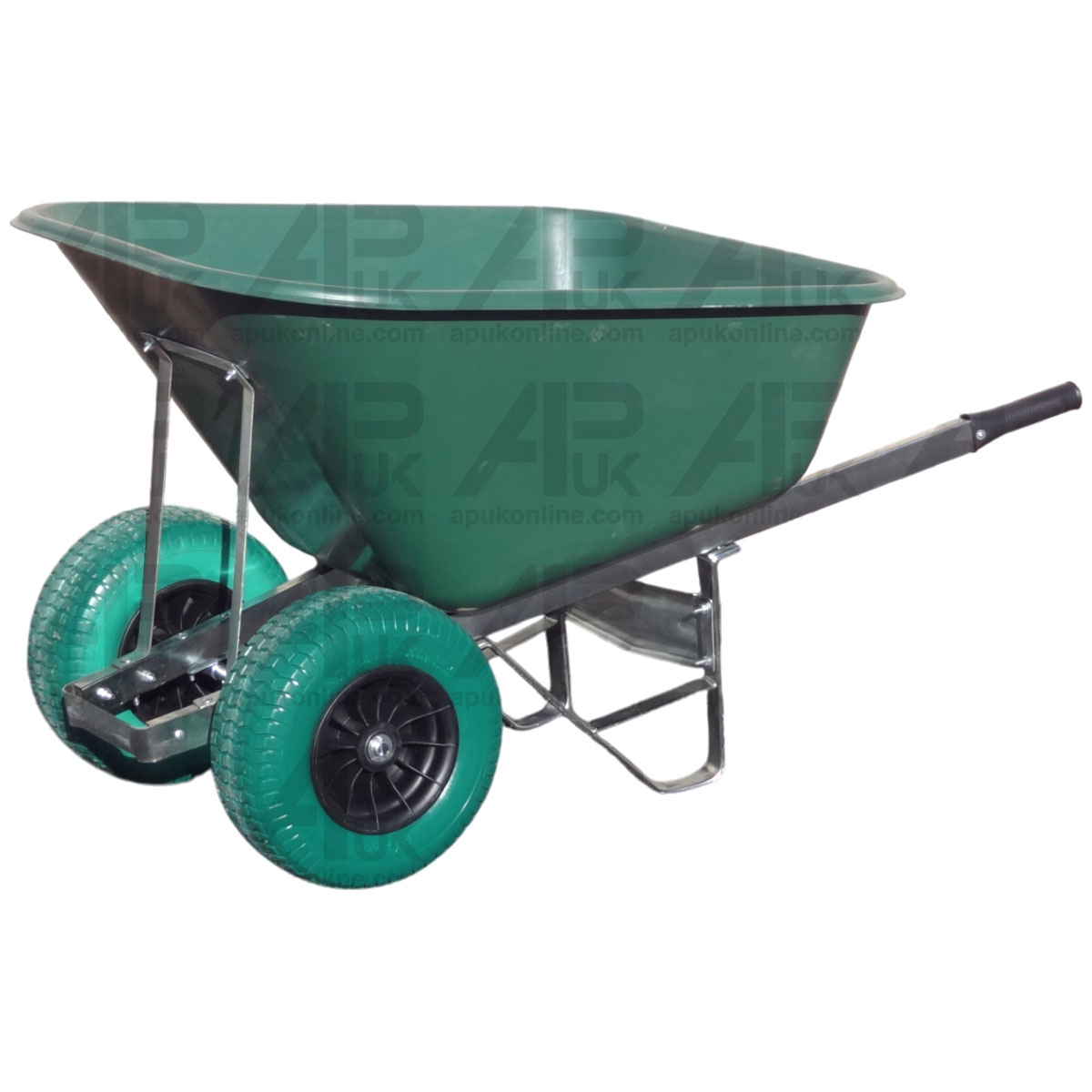 200L Tough Poly Barrow Green Twin Wide Wheels Builder Rubble Construction Site