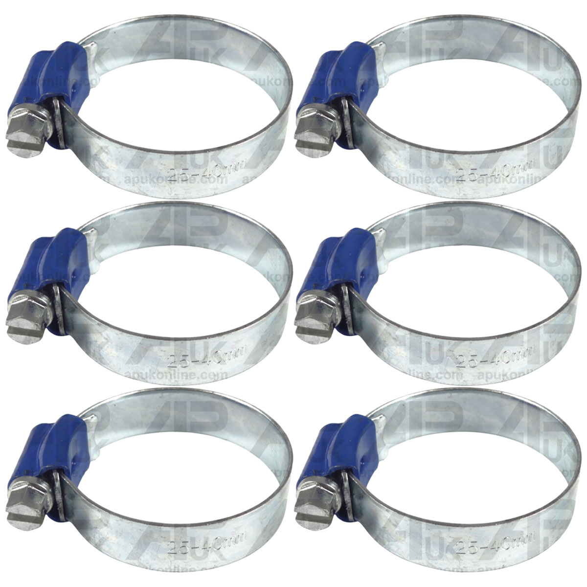 6x Worm Drive Hose Clip 25-40mm Rubber Water Coolant Pipe Workshop Fastener