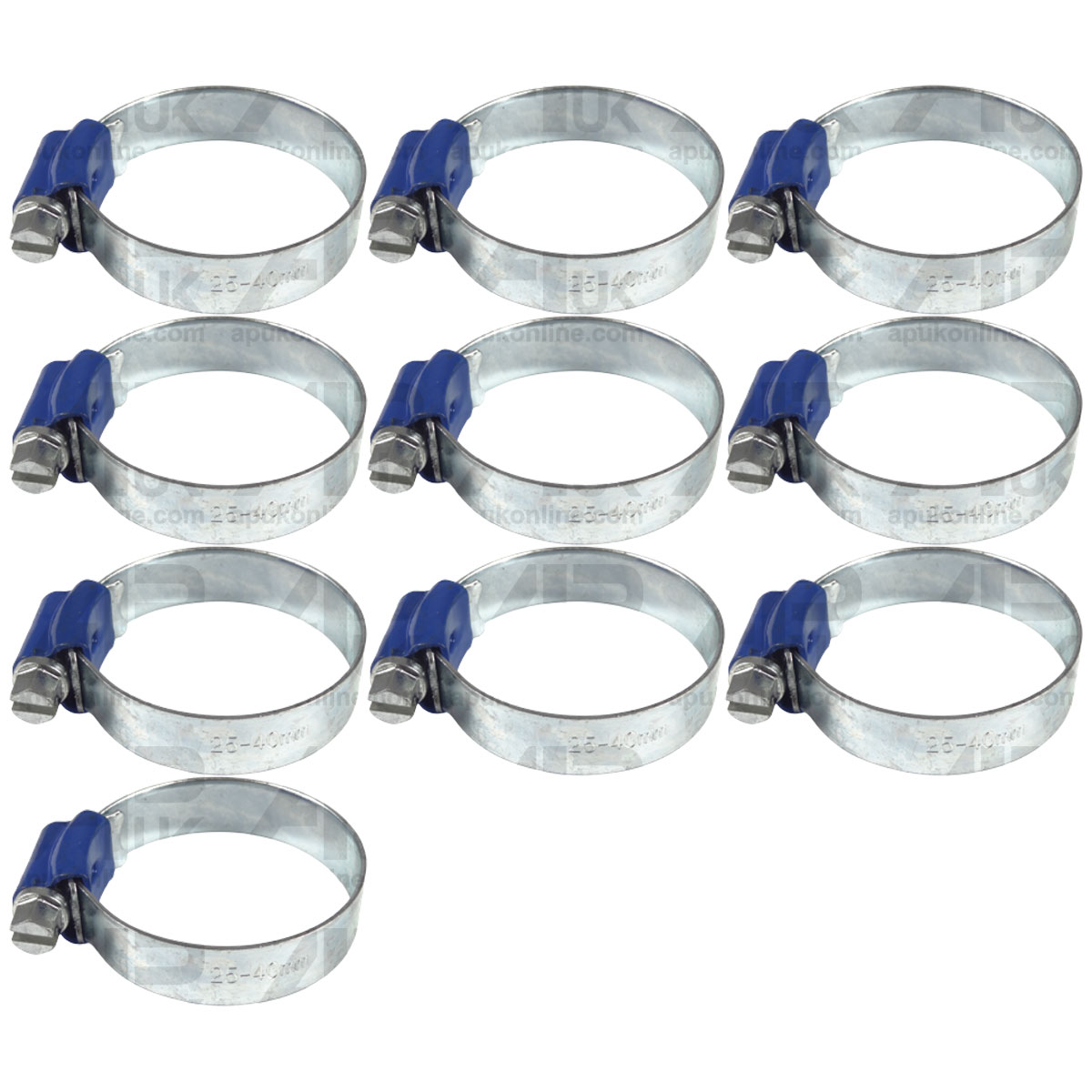10x Worm Drive Hose Clip 25-40mm Rubber Water Coolant Pipe Workshop Fastener