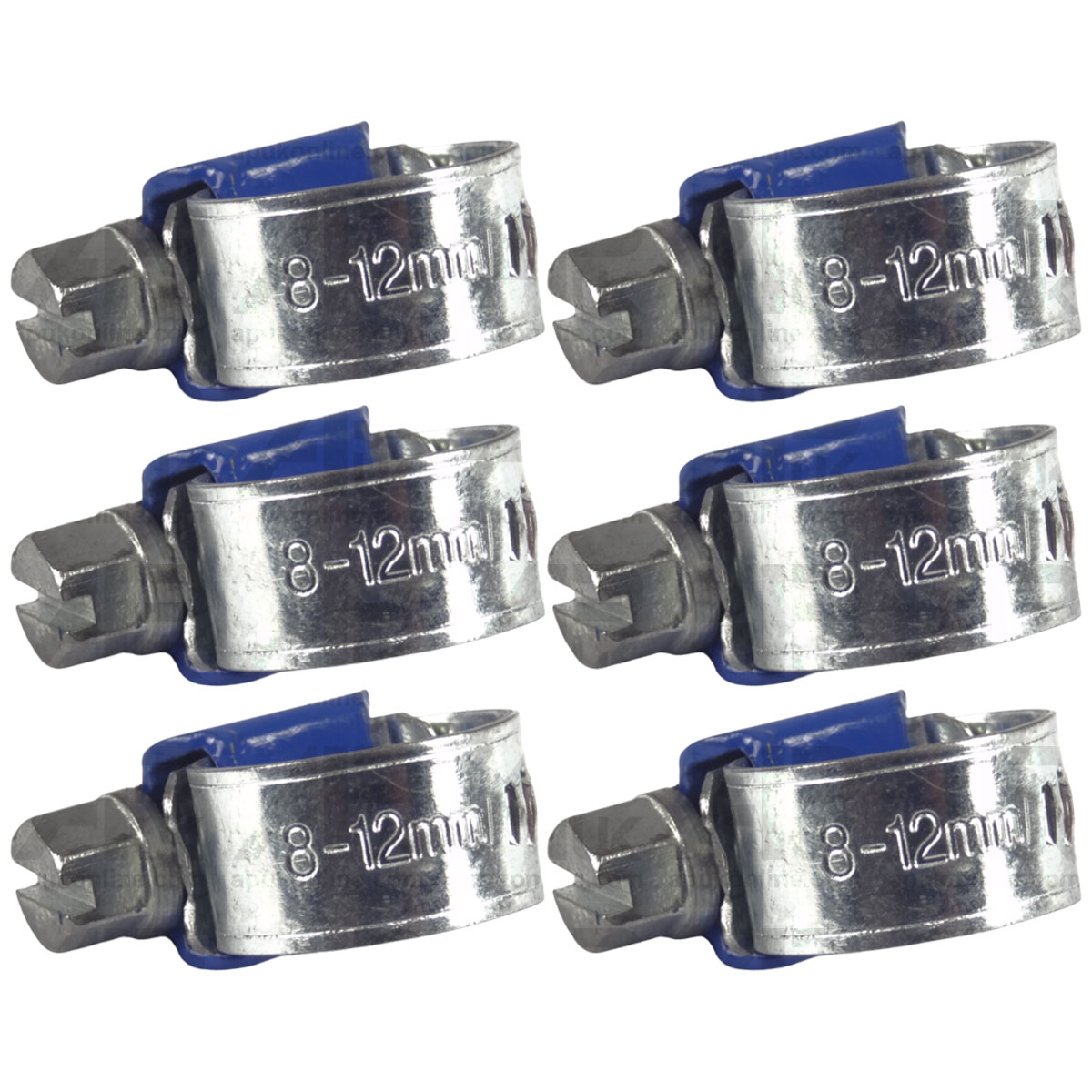 6x Worm Drive Hose Clip 8-12mm Rubber Pipe Jubilee Type Clamp Radiator Tractor