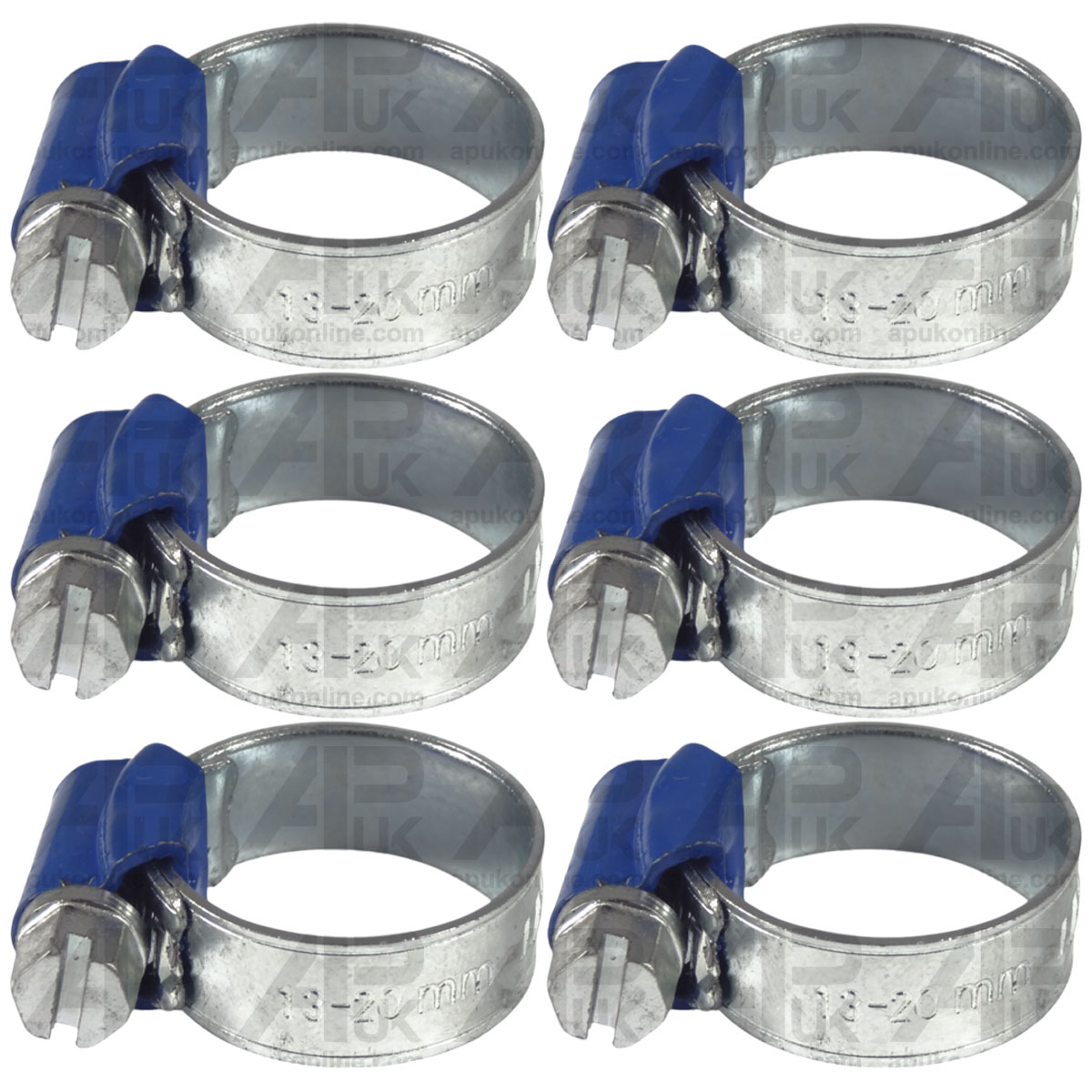 6x Worm Drive Hose Clip 13-20mm Rubber Pipe Jubilee Type Clamp Radiator Tractor