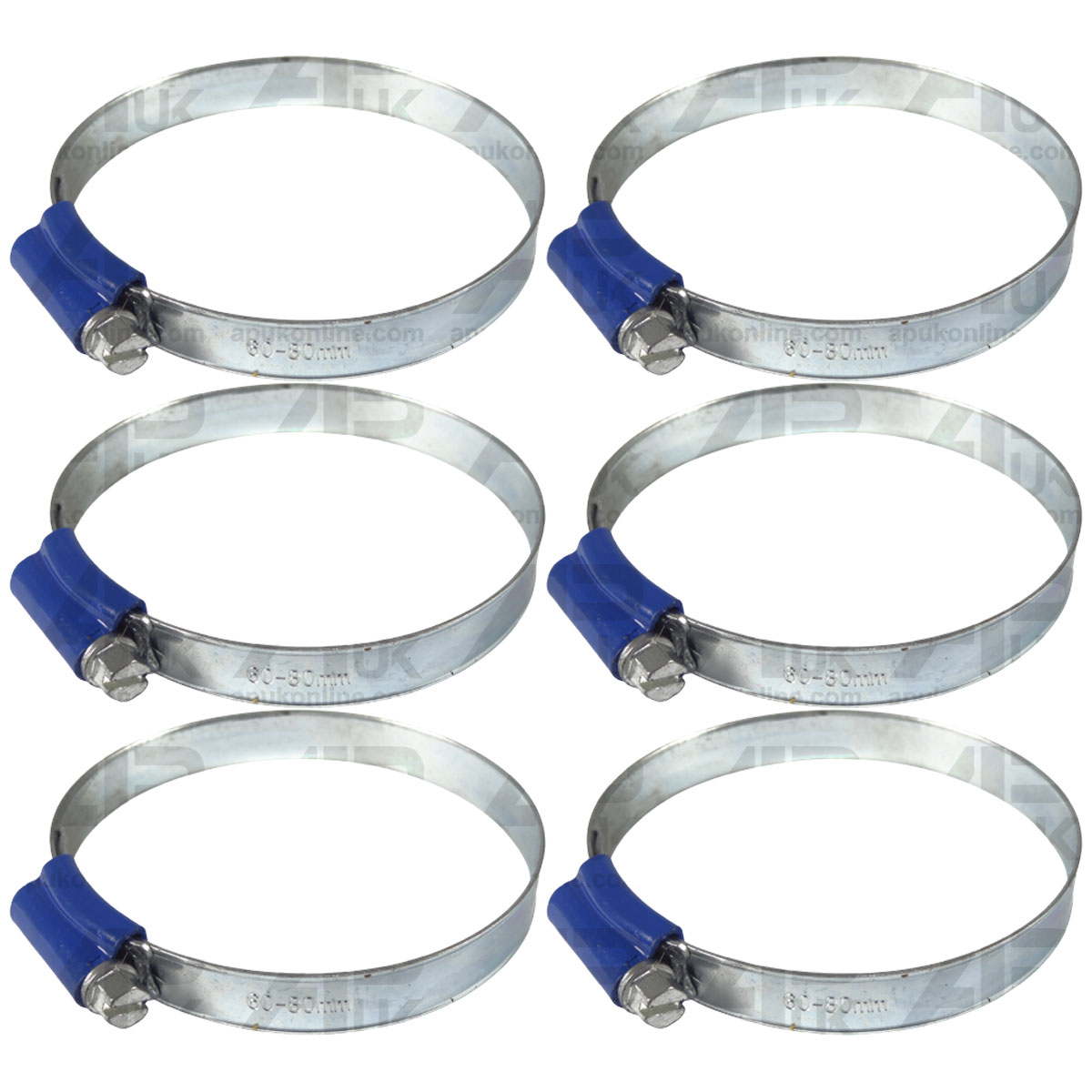 6x Worm Drive Hose Clip 60-80mm Rubber Pipe Jubilee Type Clamp Radiator Tractor