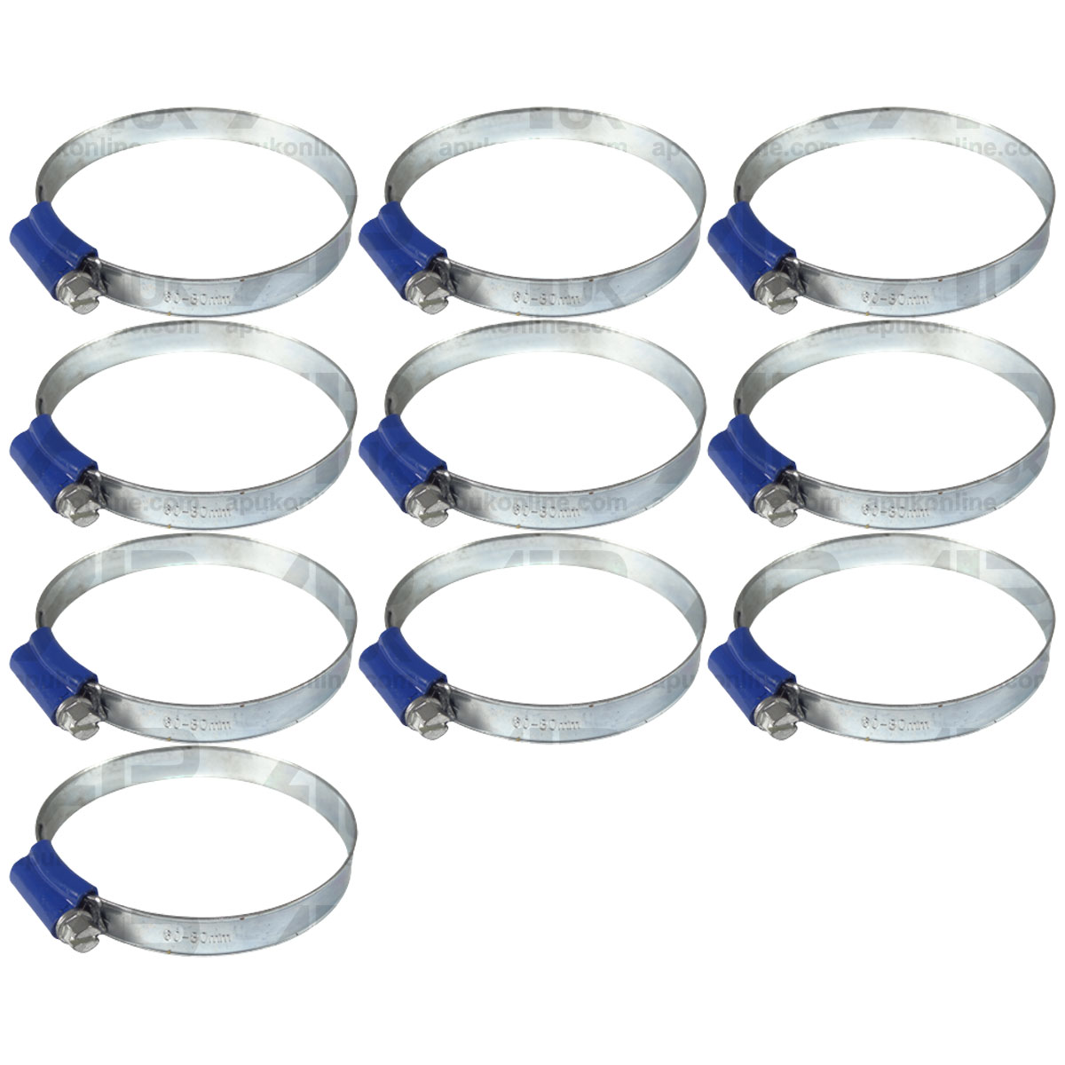 10x Worm Drive Hose Clip 60-80mm Rubber Pipe Jubilee Type Clamp Radiator Tractor