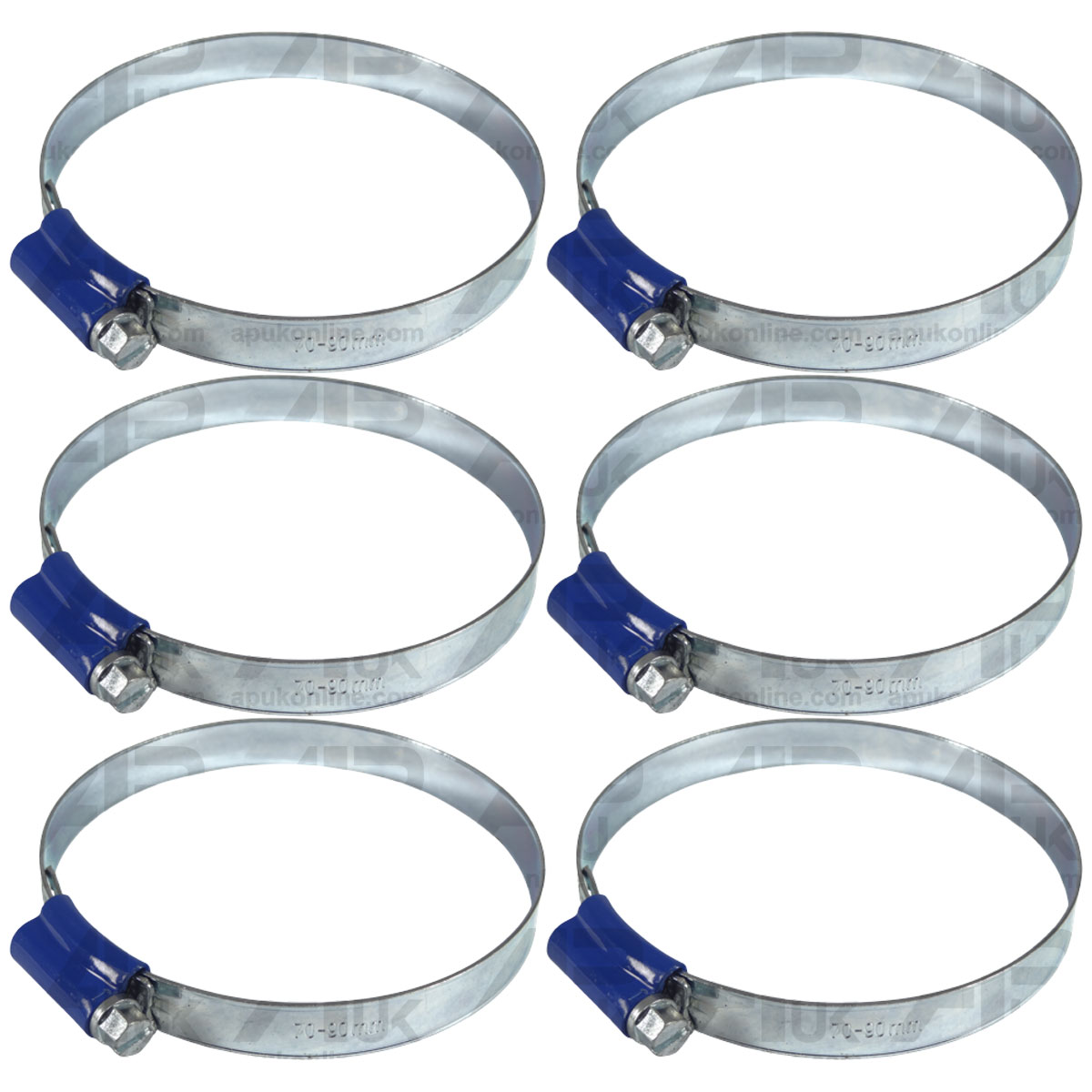 6x Worm Drive Hose Clip 70-90mm Rubber Pipe Jubilee Type Clamp Radiator Tractor