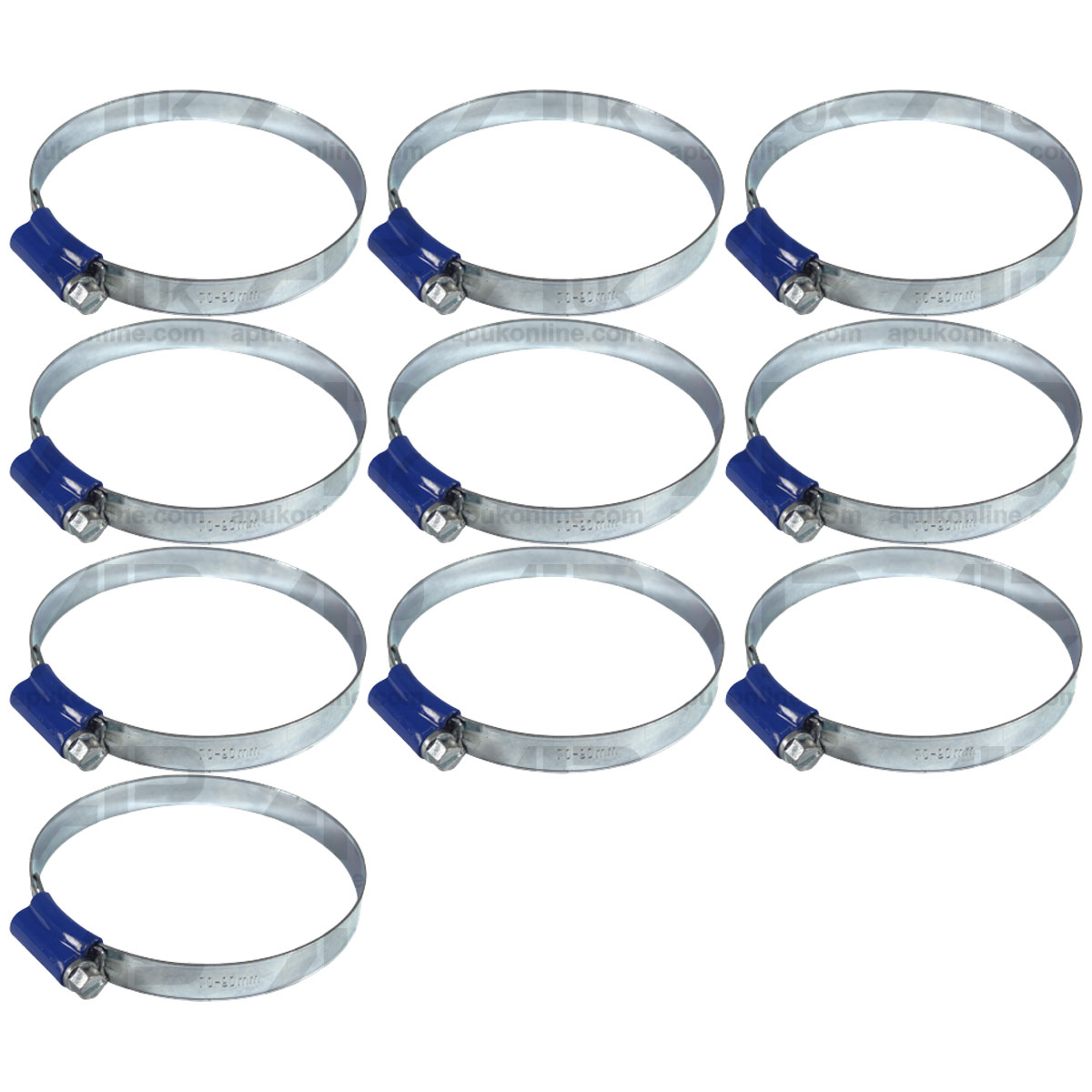 10x Worm Drive Hose Clip 70-90mm Rubber Pipe Jubilee Type Clamp Radiator Tractor