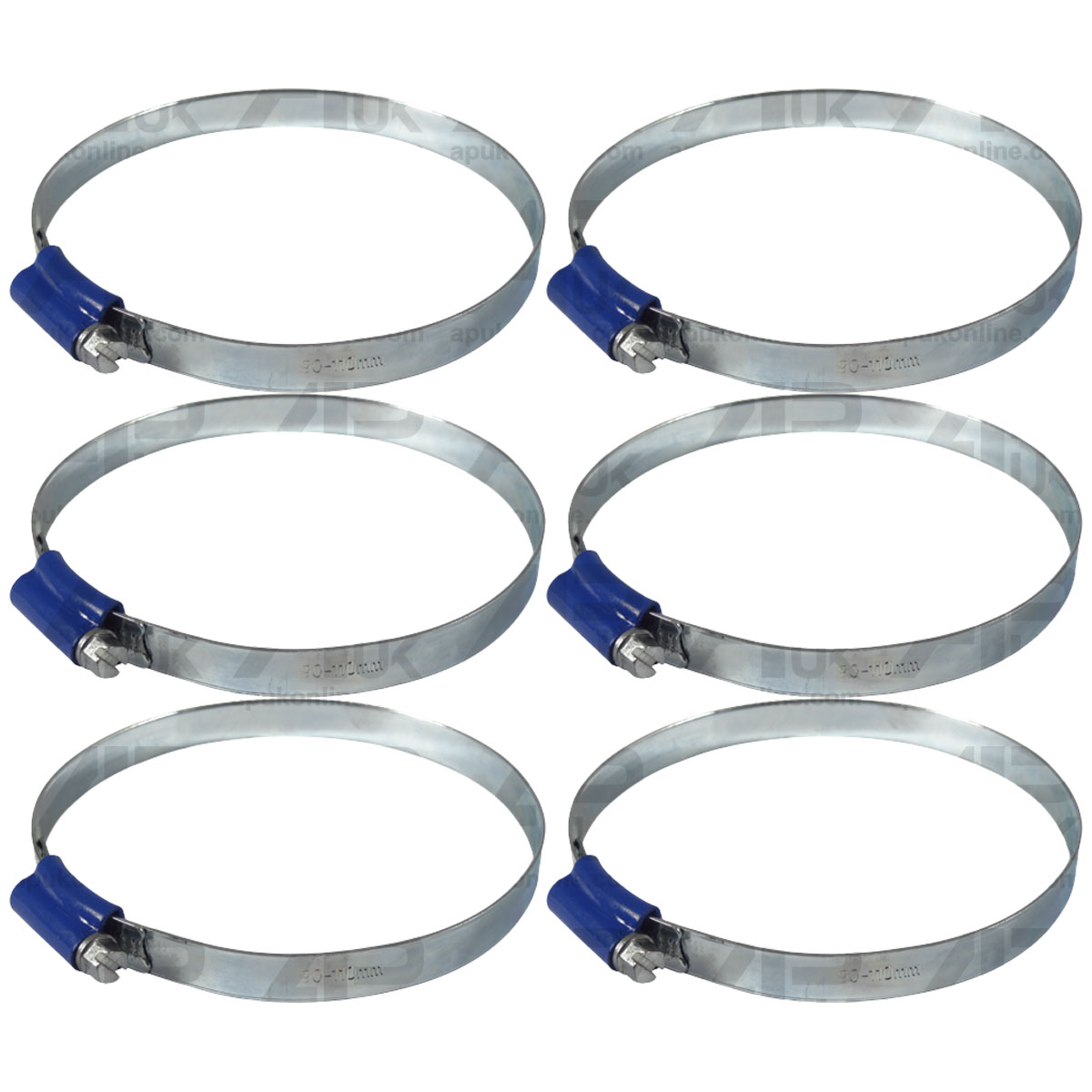 6x Worm Drive Hose Clip 90-110mm Rubber Pipe Jubilee Type Clamp Radiator Tractor