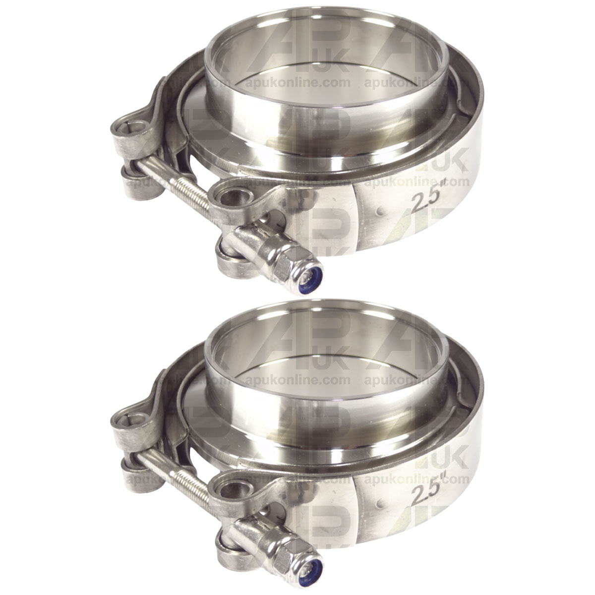 2x 2.5&quot; V Band Custom Exhaust Silencer Box Clamp &amp; Flange 63.5mm Stainless Steel