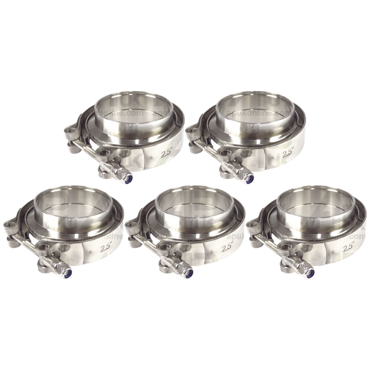 5x V Band Clamp &amp; Flange 2.5&quot; 63.5mm Exhaust Pipe Turbo Stainless Steel Tractor