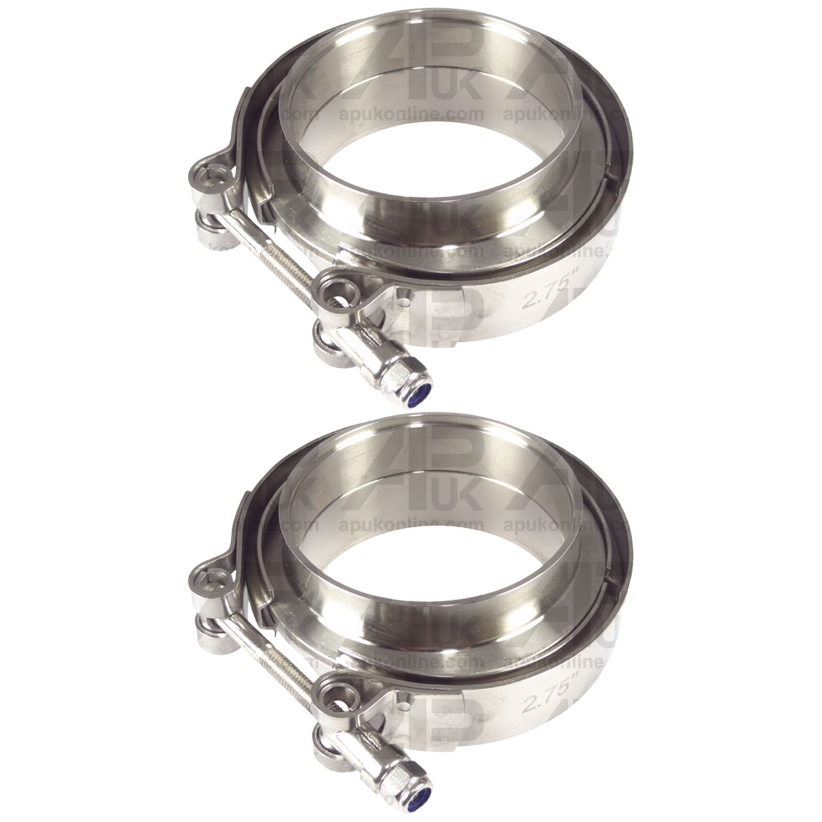 2x V Band Clamp &amp; Flange 2.75&quot; 70mm Exhaust Pipe Turbo Stainless Steel Tractor