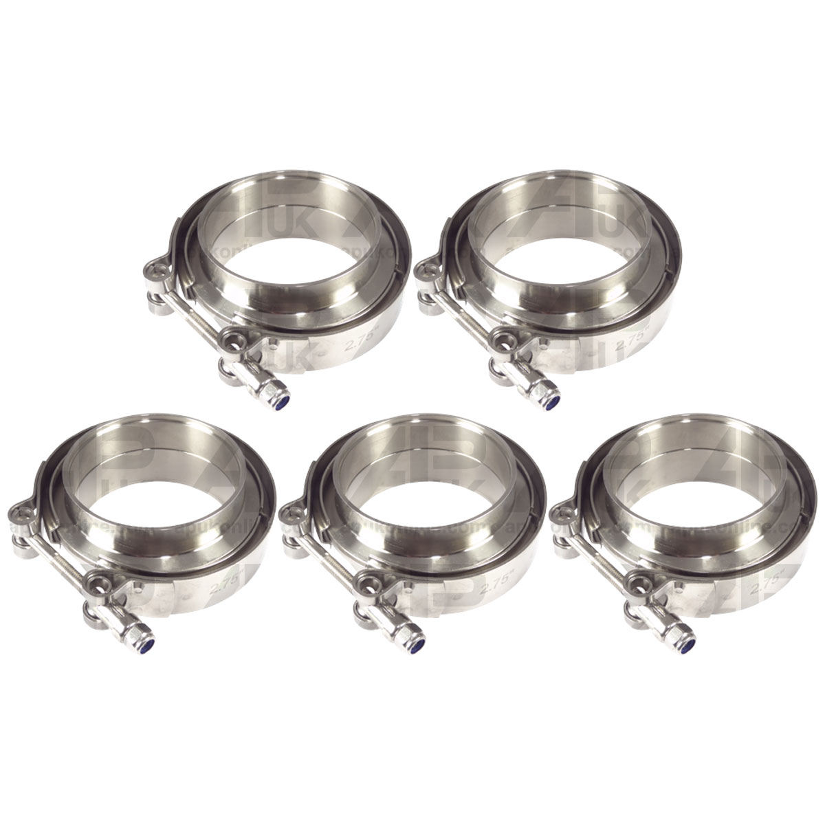 5x V Band Clamp &amp; Flange 2.75&quot; 70mm Exhaust Pipe Turbo Stainless Steel Tractor