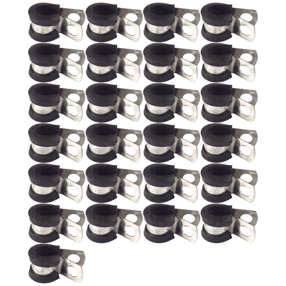 25x P Clip 8mm M6 Stainless Steel Rubber Lined Type Tractor Brake Hose Clamp