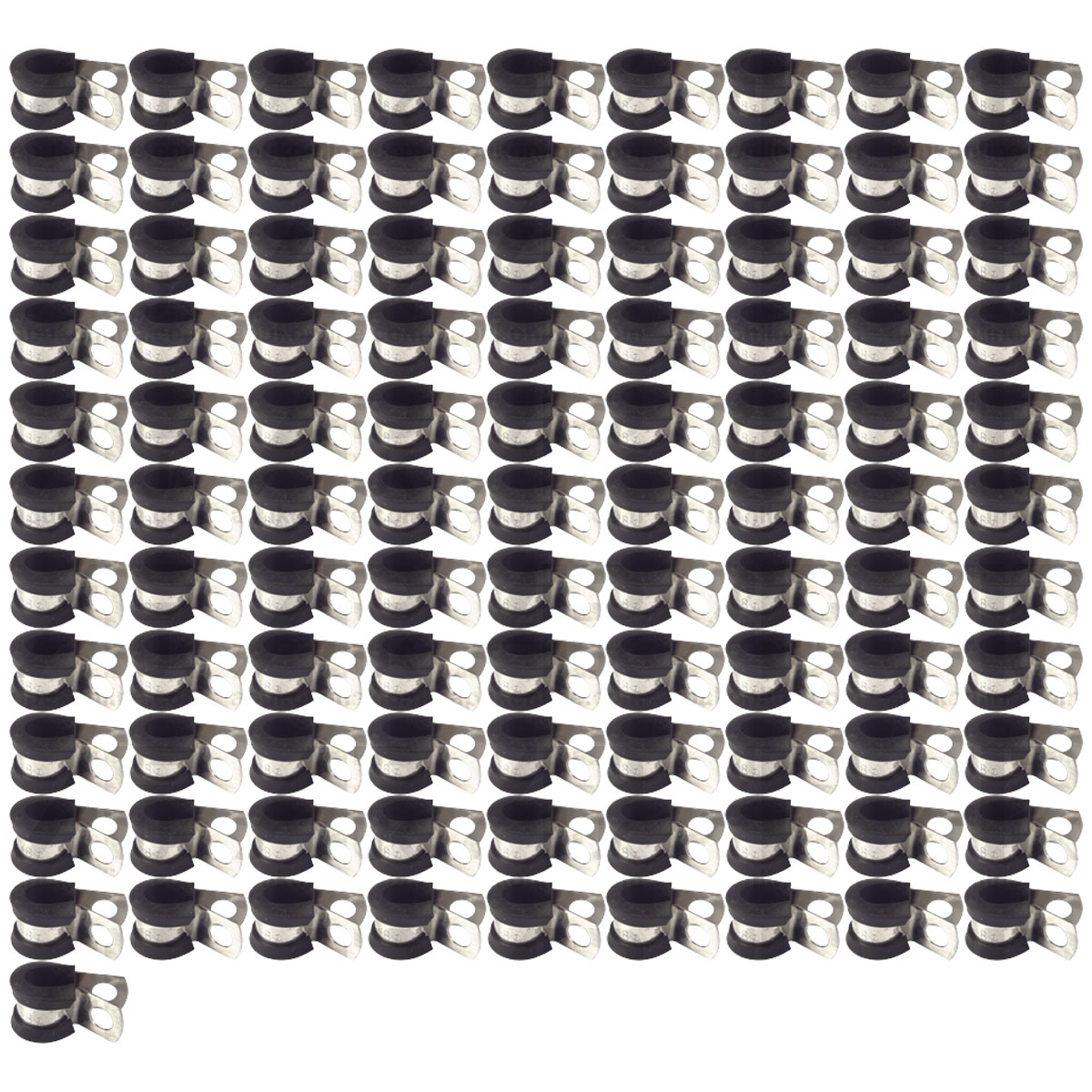 100x P-Type Clip 8mm Rubber Lined Clamp Set Pipe Tube Cable Workshop Fastener