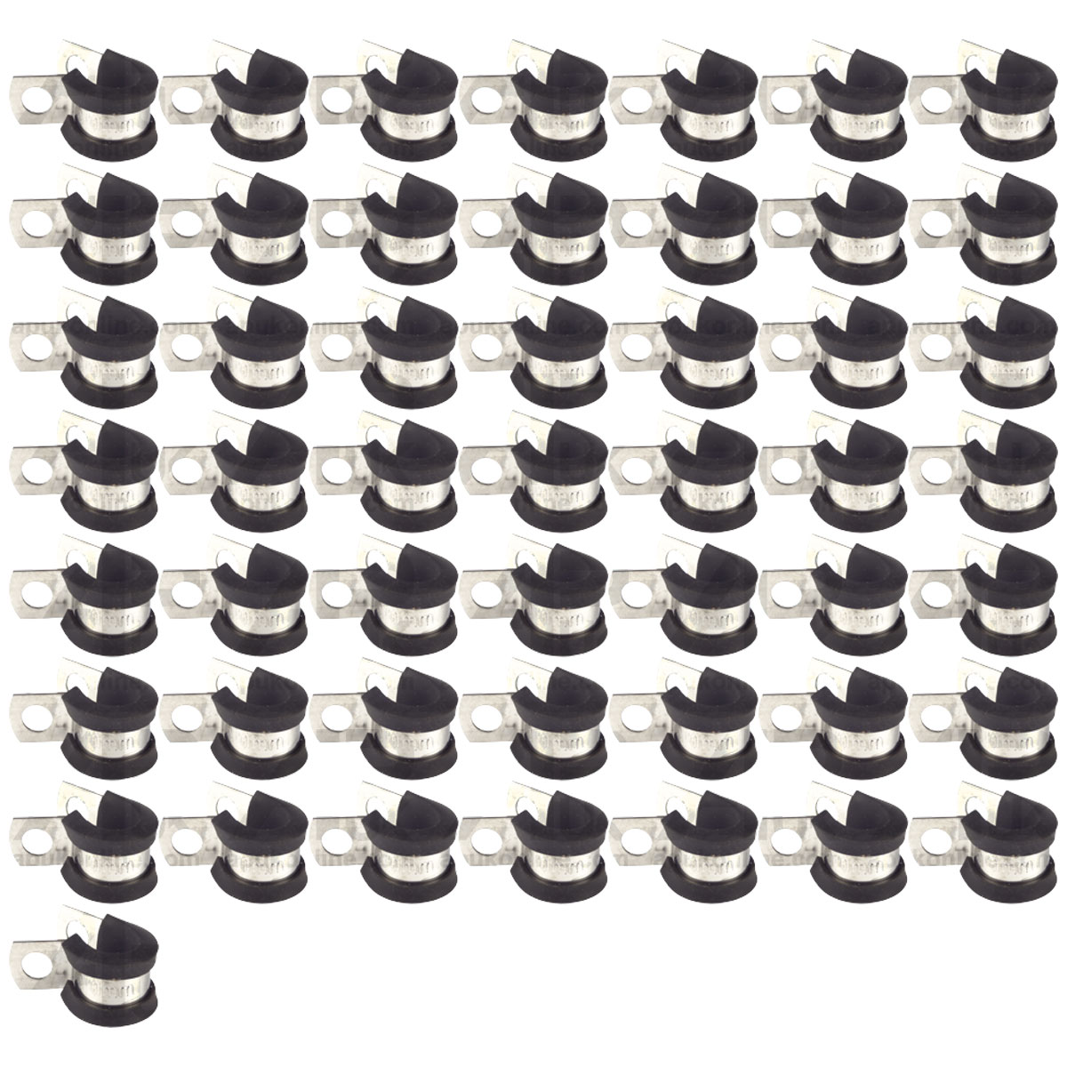 50x P-Type Clip 10mm Rubber Lined Clamp Set Pipe Tube Cable Workshop Fastener