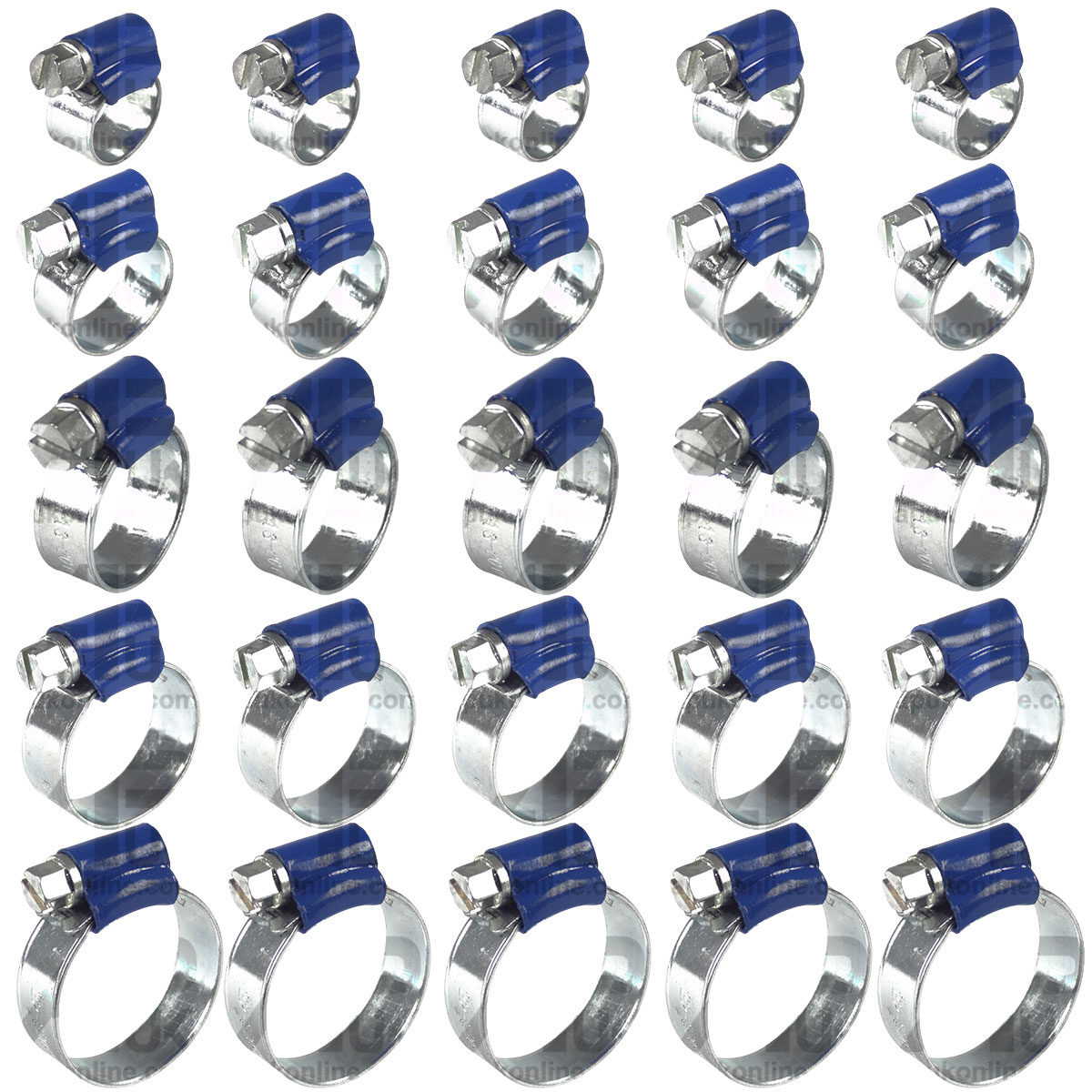 25pc Worm Drive Hose Clip Bundle Assortment Set Small Assorted Workshop Fastener