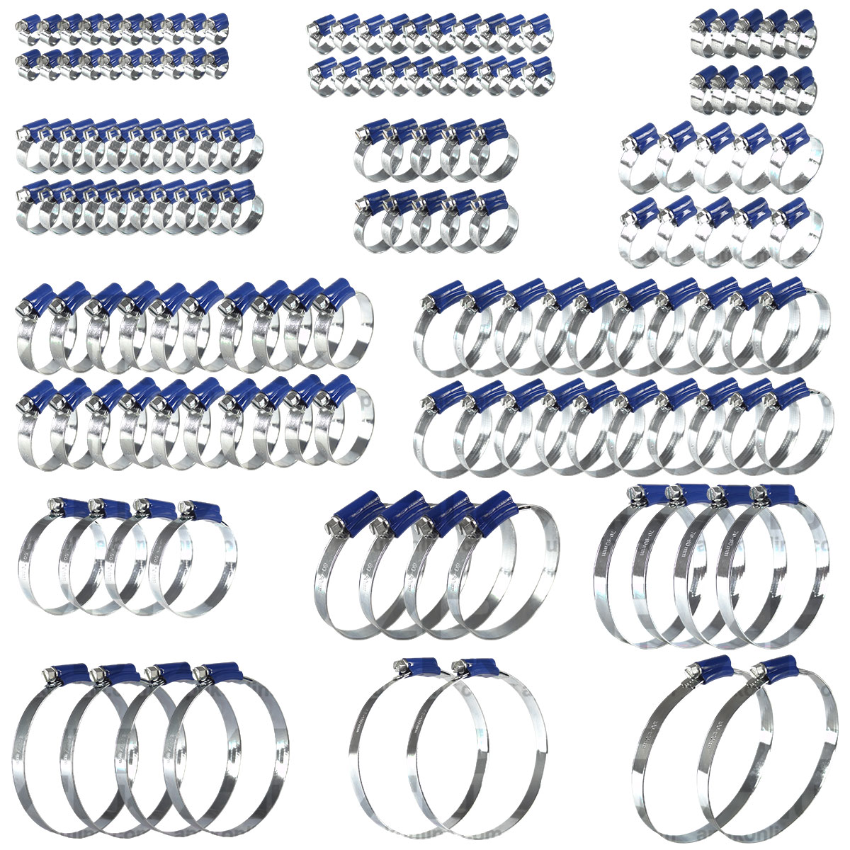 150 Piece Worm Drive Clip Set Rubber Pipe Jubilee Type Clamp Radiator Tractor